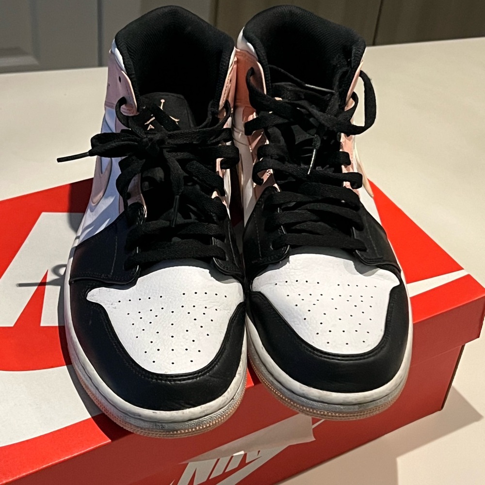 Nike Black and White Sneakers with Pink Accents - Size 13